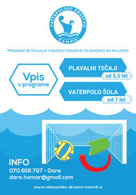 Povabilo k vpisu v Vaterpolsko društvo Kamnik
