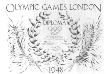 Diploma za 5.mesto na olimpijskih igrah 1948 v Londonu