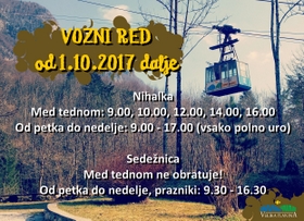 Jesenski vozni red nihalke in sedežnice na Veliki planini 