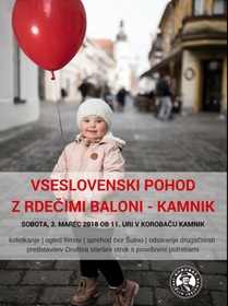 Vseslovenski pohod z rdečimi baloni tudi v Kamniku