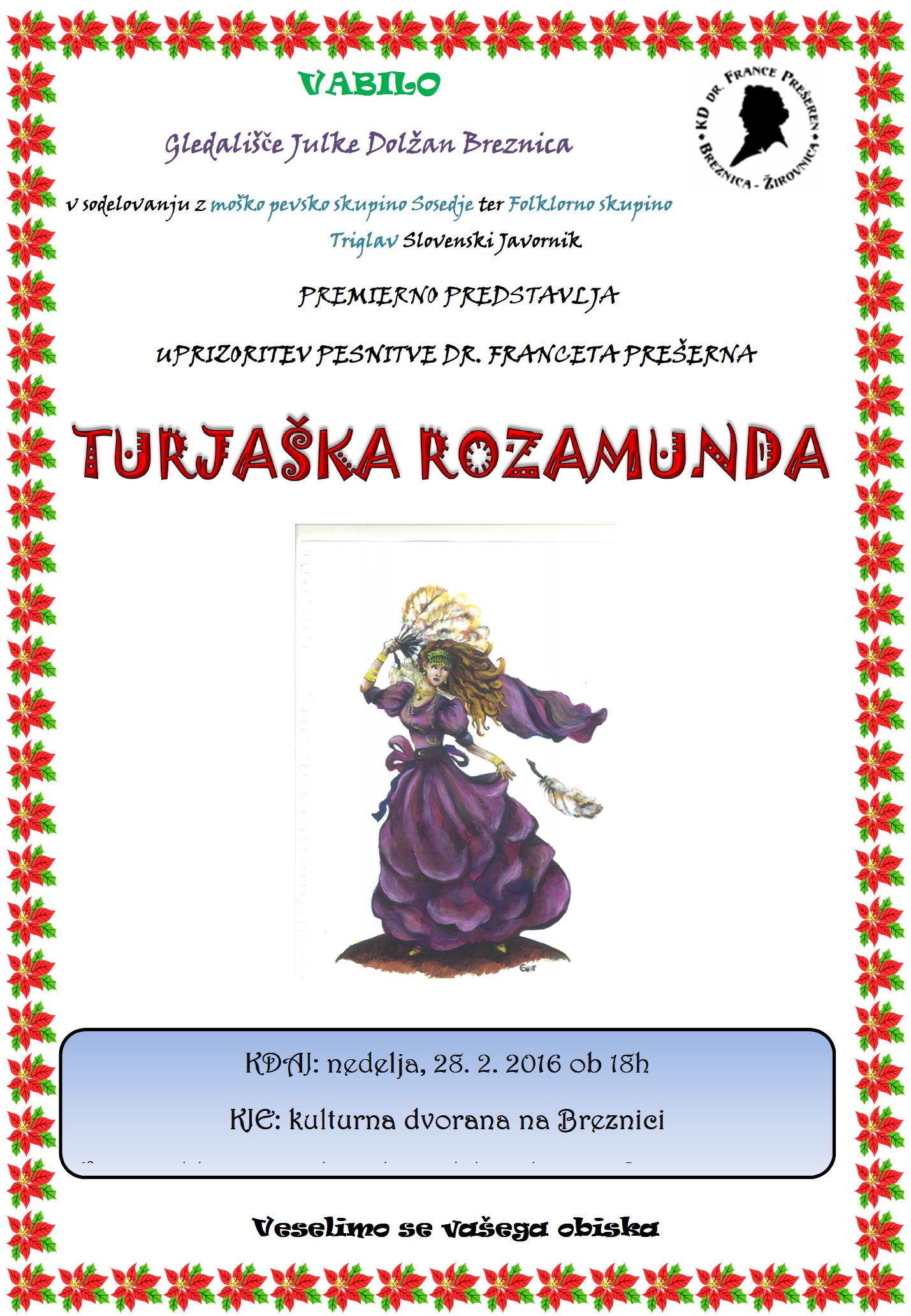 vabilo na premiero TURJAKA ROZAMUNDA