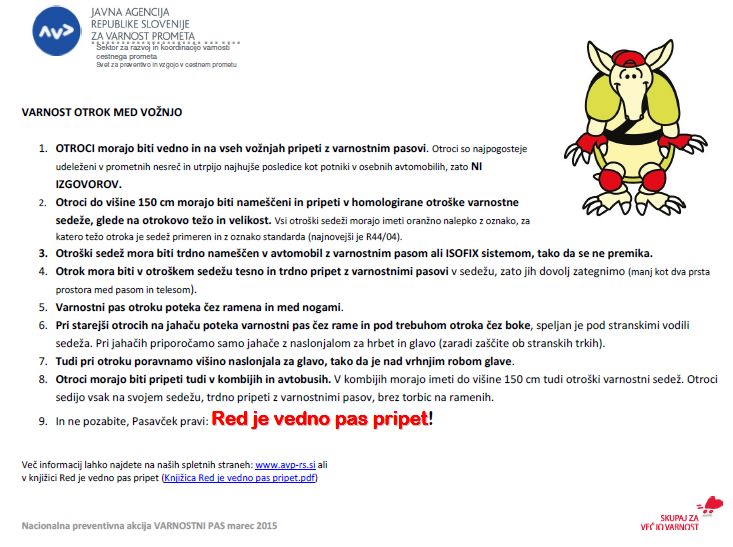 varnost otrok med vonjo