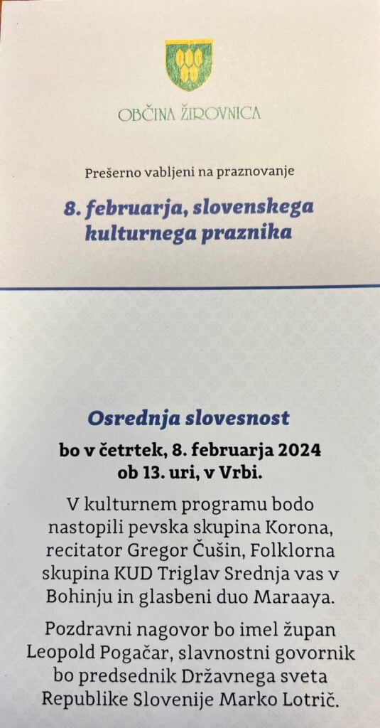 Vabilo na prireditve 8. februar 2024