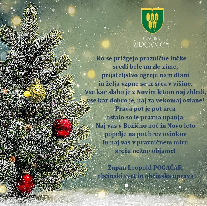 Praznična čestitka z novoletnim ozadjem