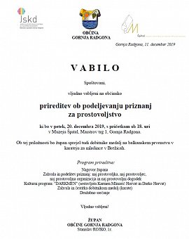 Vabilo na občinsko prireditev PROSTOVOLJSTVO in sprejem karateistov-20.12.2019