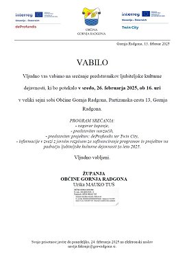 Vabilo - Srecanje s predstavniki ljubiteljske kulturne dejavnosti v OGR-26.2.2025