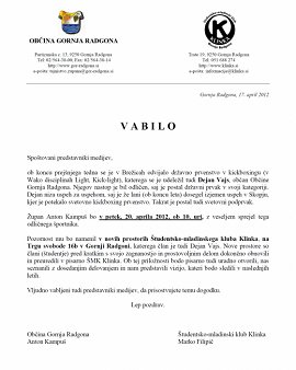 Sprejem sv podprvaka in državnega prvaka Vajsa in otvoritev pisarne ŠMK Klinka-20.04.2012.jpg