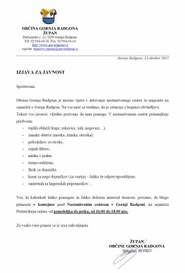 Izjava za javnost - poziv župana za pomoč-23.10.2015.jpg