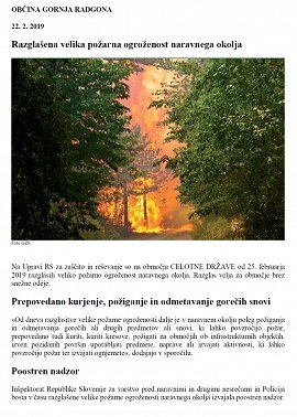 Obvestilo-Objava razglasa velike požarne ogroženosti-od 25.02.2019 dalje