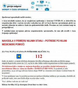 ZDGR-navodila uporabnikom epidemija COVID19-NUJNO 112