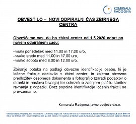 KORA-ZC-novi odpiralni čas od 1.5.2020