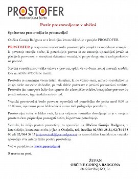 Poziv prostovoljcem za sodelovanje v Prostofer