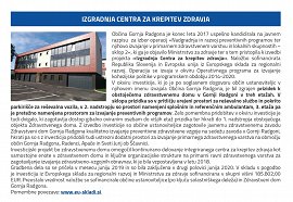 Informacija za javnost-zaključek projekta-Izgradnja Centra za krepitev zdravja-ZDGR-članek-glasilo