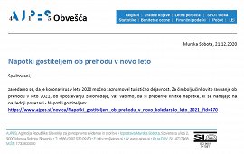 Novica AJPES december 2020 - Napotki gostiteljem