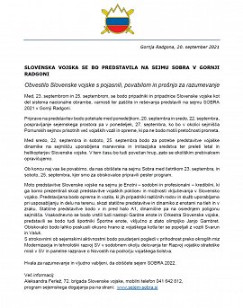 Slovenska vojska se bo predstavila na sejmu SOBRA v Gornji Radgoni