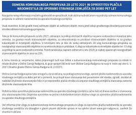 Odmera komunalnega prispevka in oprostitev plačila NUSZ