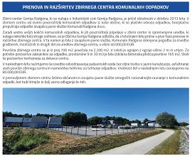 Prenova in raširitev zbirnega centra komunalnih odpadkov