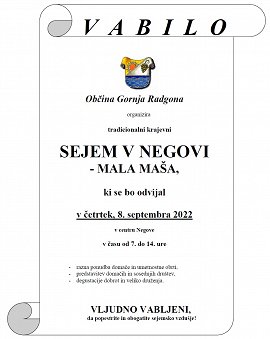 VABILO SEJEM MALA MAŠA v Negovi - 8. 9. 2022
