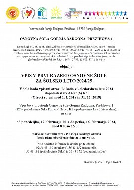 Obvestilo-vpis v prvi razred OŠGR 2024-25